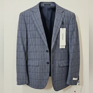 Calvin Klein Men's Blue Plaid Blazer